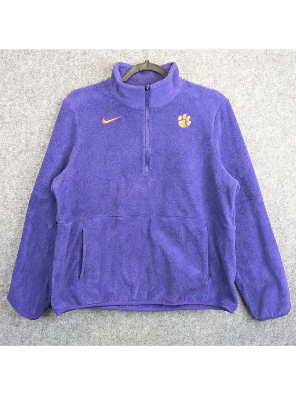 Nike Womens Clemson Tigers 1/4 Zip Fleece L/S Sweatshirt Medium BQ7193 545 - Picture 1 of 9